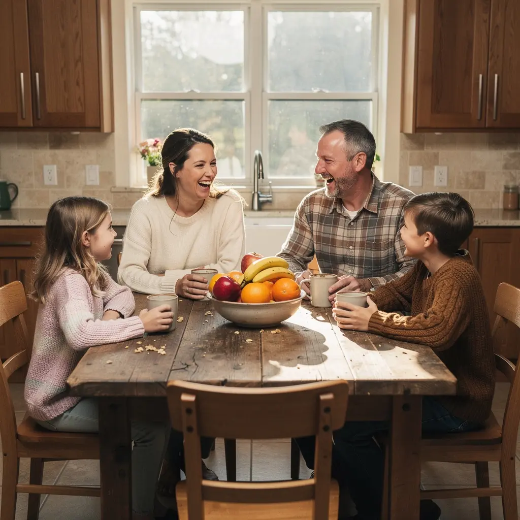 Heller Flur mit warmen Akzenten und nachhaltigen Dekorationselementen.